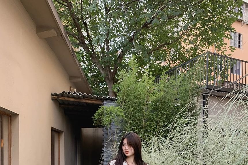 Cowboy Embroidered Leather Faux Chunky Mid-Calf Heel Boots