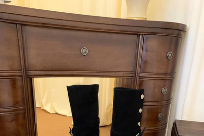 Plain Over-the-Knee Platform Buckled Boots