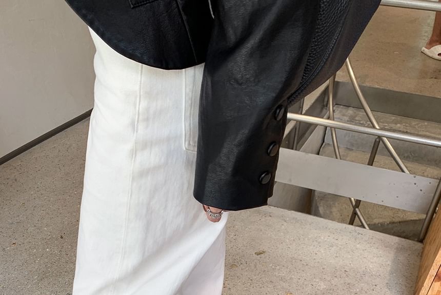 Boots Genuine Mid-Calf Leather Plain Platform