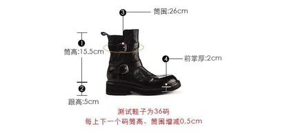 Leather Short Plain Buckled Boots Platform Genuine