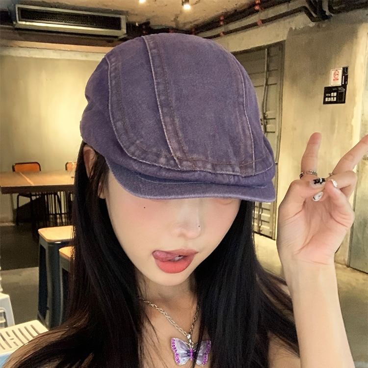 Cap Newsboy Washed Denim