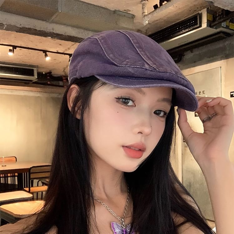 Cap Newsboy Washed Denim