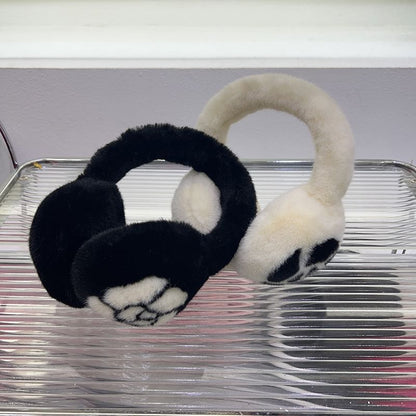 Set Bow Fluffy / Muffs Ear Print Scarf Floral