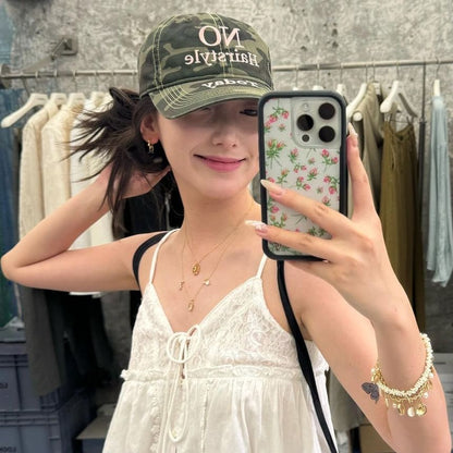 Print Embroidered Cap Camo Letter Baseball