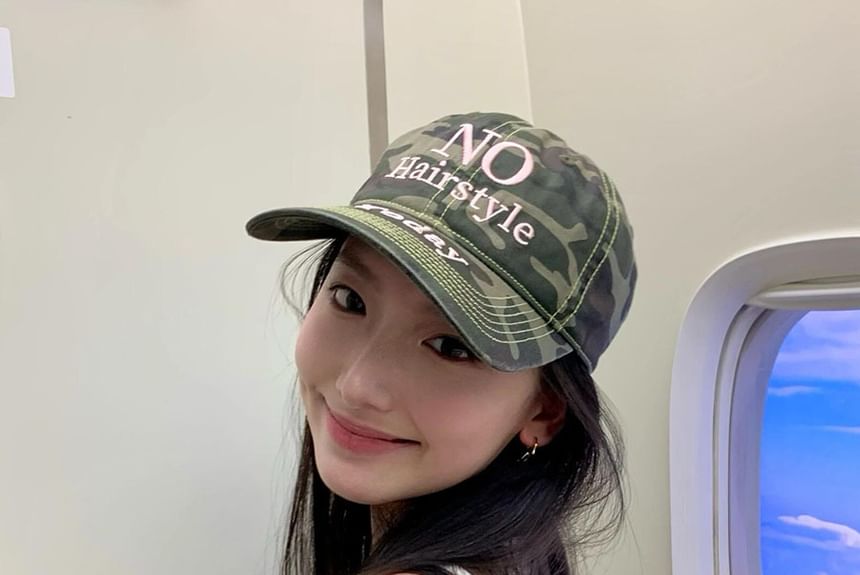 Print Embroidered Cap Camo Letter Baseball