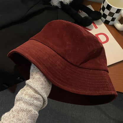 Faux Suede Plain Bucket Hat