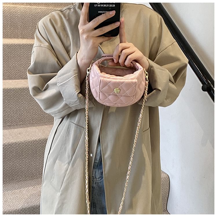 Chain Bag Quilted Faux Leather Strap Crossbody
