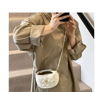 Chain Bag Quilted Faux Leather Strap Crossbody