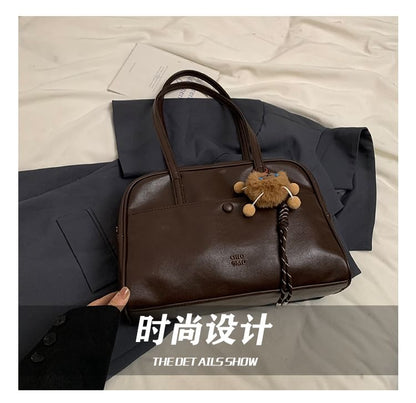 / Charm Bag Faux Leather Tote Set Lettering