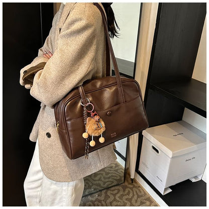 / Charm Bag Faux Leather Tote Set Lettering