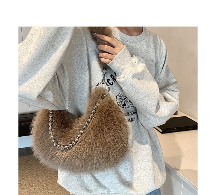 Fluffy Bag Beaded Shoulder