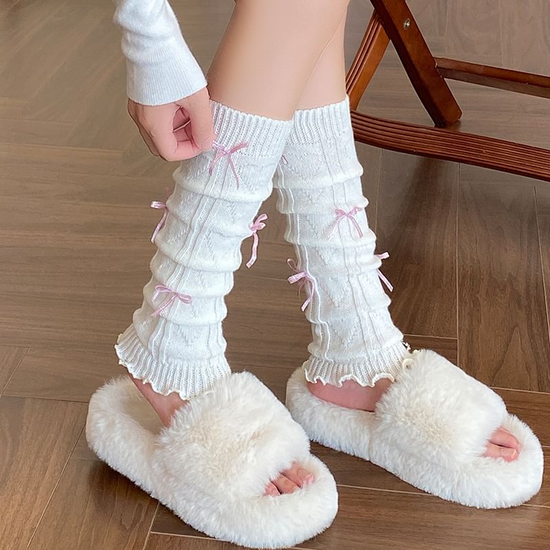 Bow Accent Knit Leg Warmers