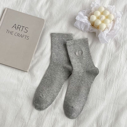 Lettering Embroidered Socks / Set