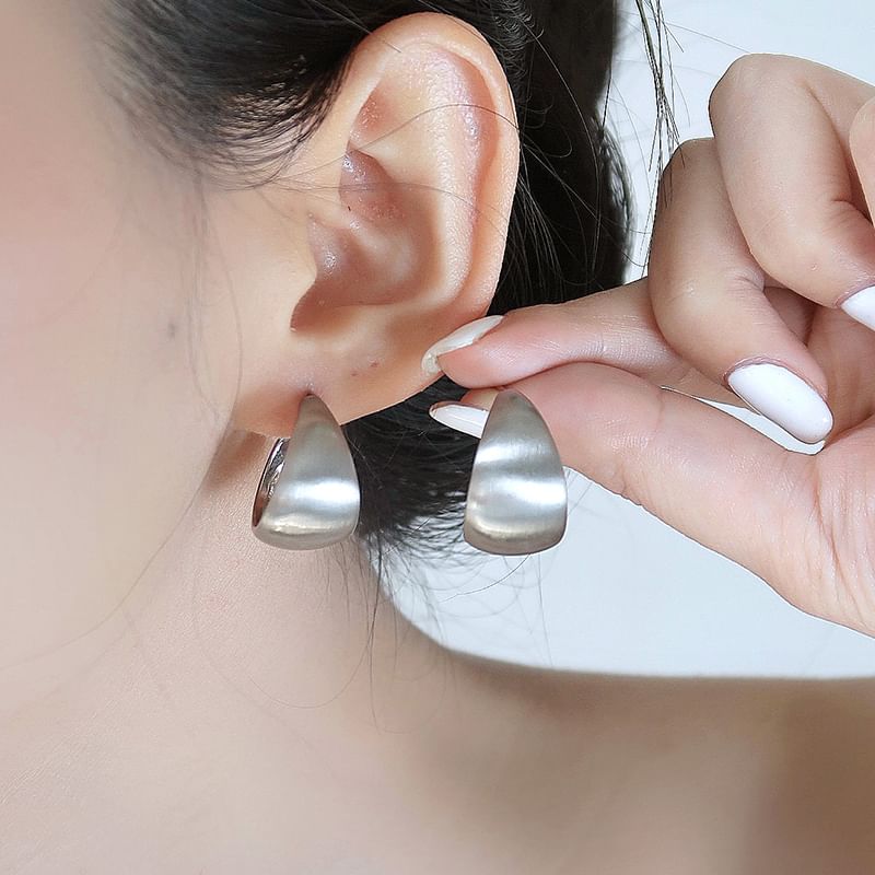 Earring Silver Sterling Metallic Thick Hoop