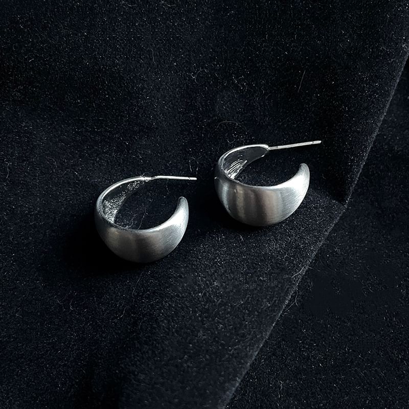 Earring Silver Sterling Metallic Thick Hoop