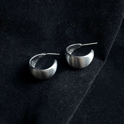 Earring Silver Sterling Metallic Thick Hoop