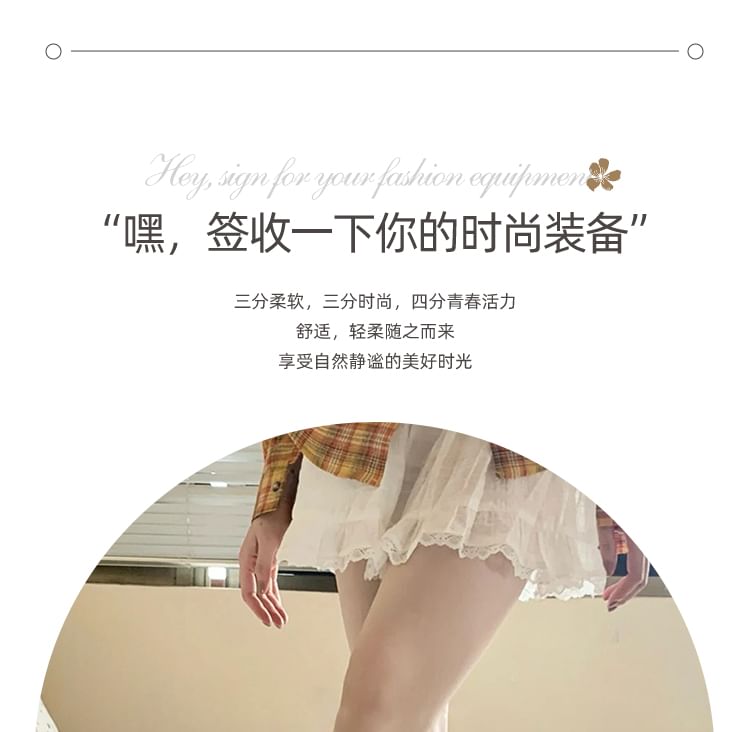 Chaussettes unies à bordure en dentelle / Ensemble