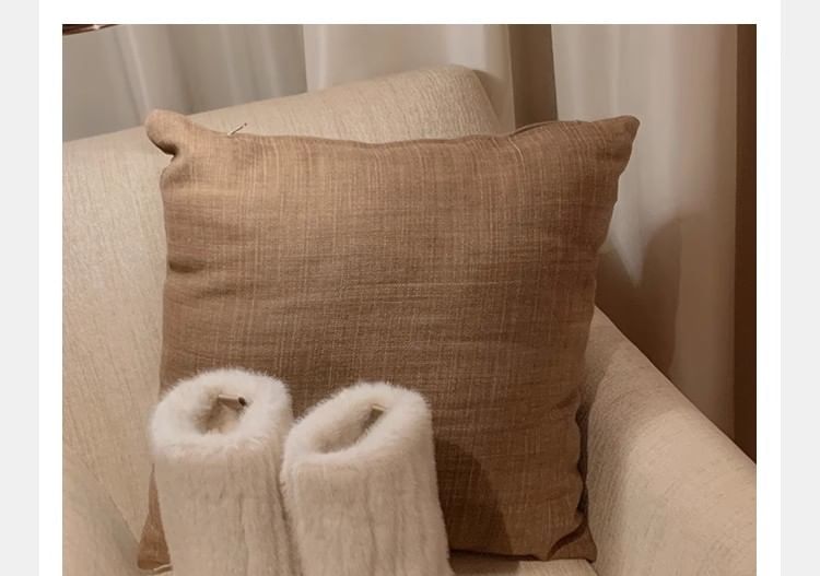 Platform Boots Fluffy Snow Panel Calf Mid