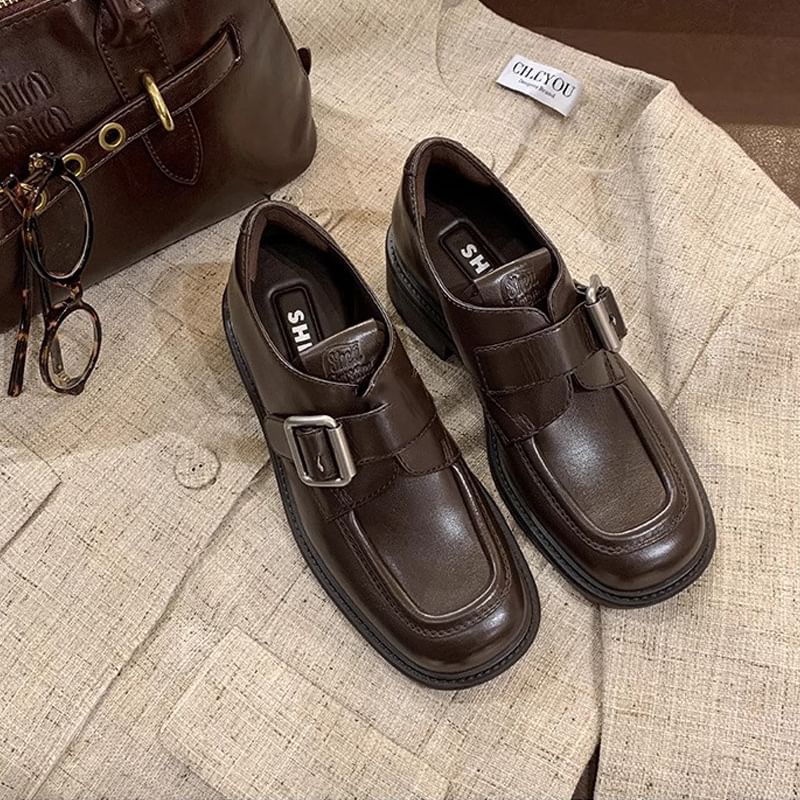 Buckled Loafers Square Toe