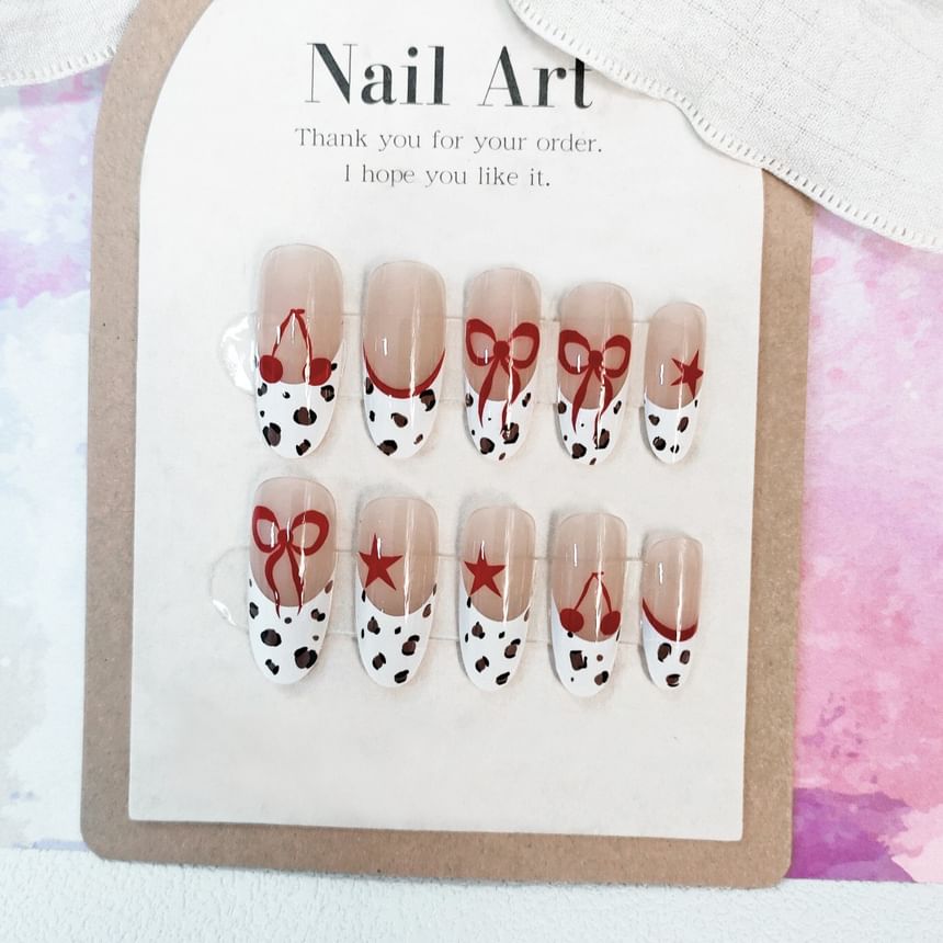 Cherry Leopard Print Press On Nail