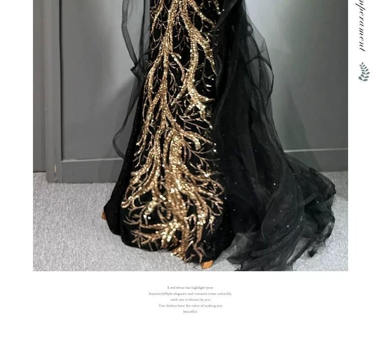 Embroidered Halter Sleeveless Evening Sequined Neck Gown Maxi