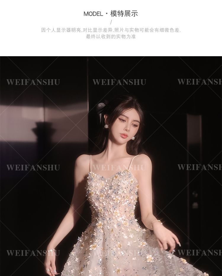 Embroidered A-Line Floral Designs) Gown Evening (Various Sequin