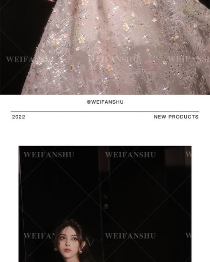 Embroidered A-Line Floral Designs) Gown Evening (Various Sequin