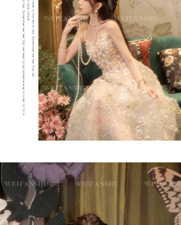 Embroidered A-Line Floral Designs) Gown Evening (Various Sequin