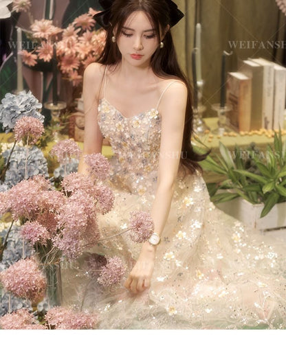 Embroidered A-Line Floral Designs) Gown Evening (Various Sequin