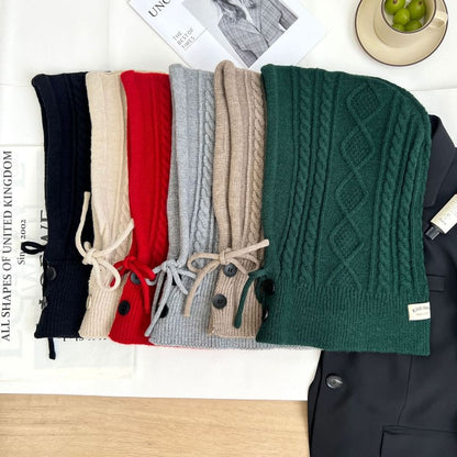 Knit Gloves Plain Set Balaclava /