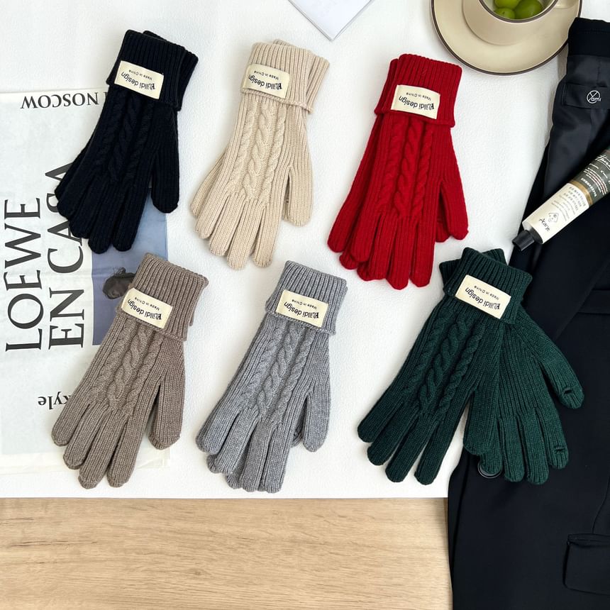 Knit Gloves Plain Set Balaclava /