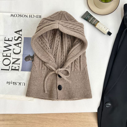 Knit Gloves Plain Set Balaclava /