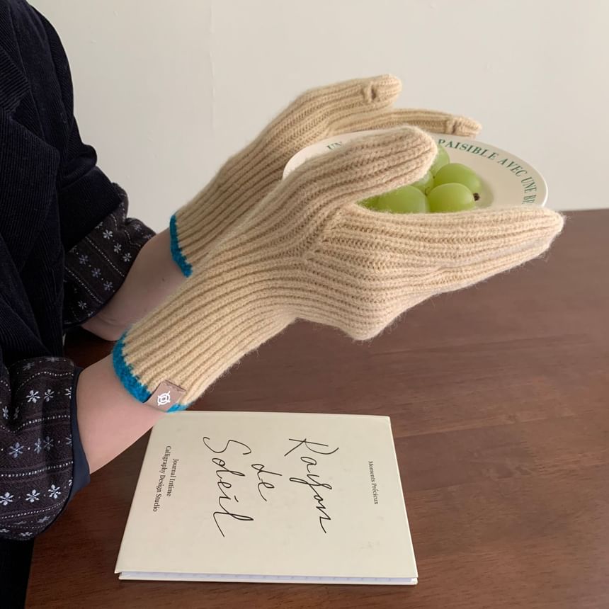 Knit Gloves Touchscreen Two-Tone