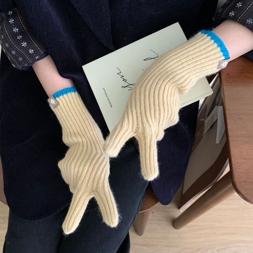 Knit Gloves Touchscreen Two-Tone