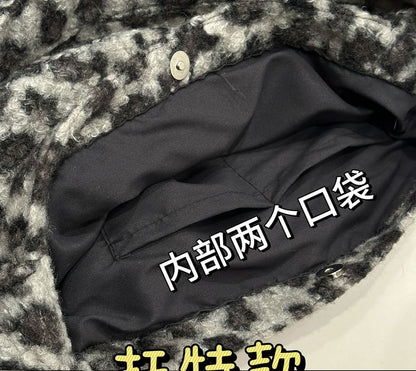 Sac fourre-tout en peluche à motif léopard