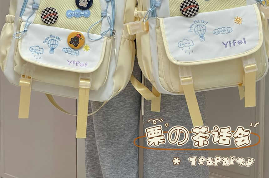 Cartoon Embroidered Tote Bag / Zip Backpack