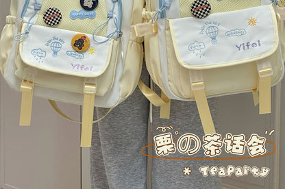 Cartoon Embroidered Tote Bag / Zip Backpack