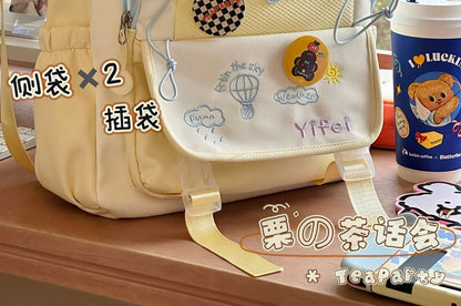 Cartoon Embroidered Tote Bag / Zip Backpack