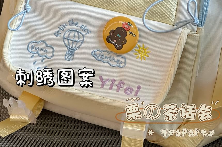 Cartoon Embroidered Tote Bag / Zip Backpack