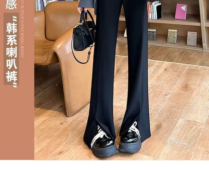 High Rise Slit Hem Flared Suit Pants