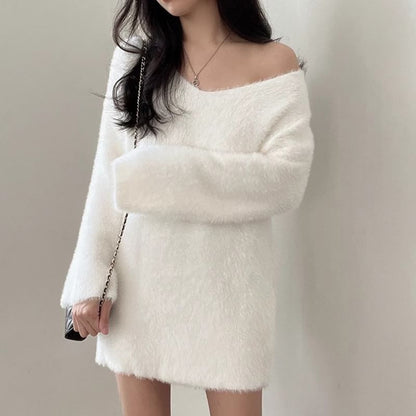 V-Neck Plain Oversized Sweater