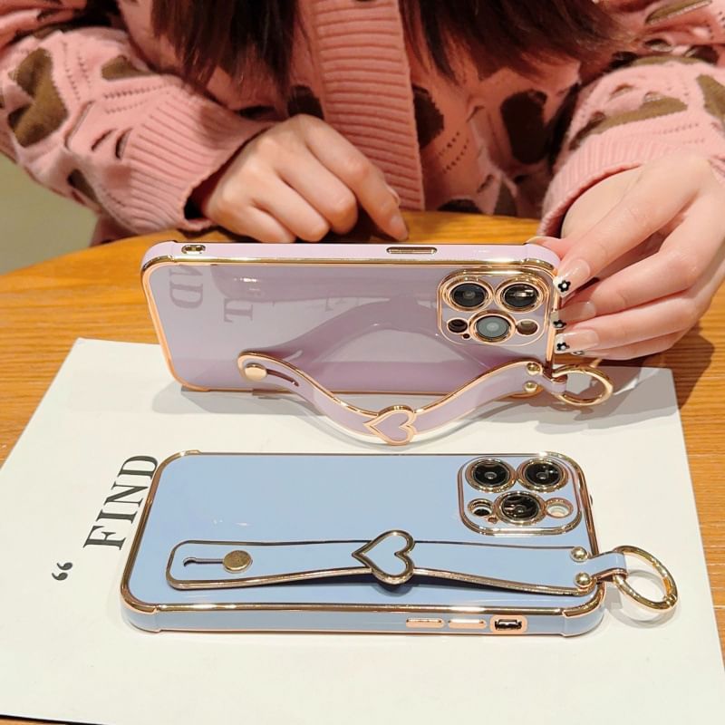 Heart Phone Case With Hand Strap For iPhone 16, 16 Plus, 16 Pro, 16 Pro Max, 15, 15 Pro, 15 Pro Max, 14, 14 Plus, 14 Pro, 14 Pro Max, 13, 13 Pro, 13 Pro Max