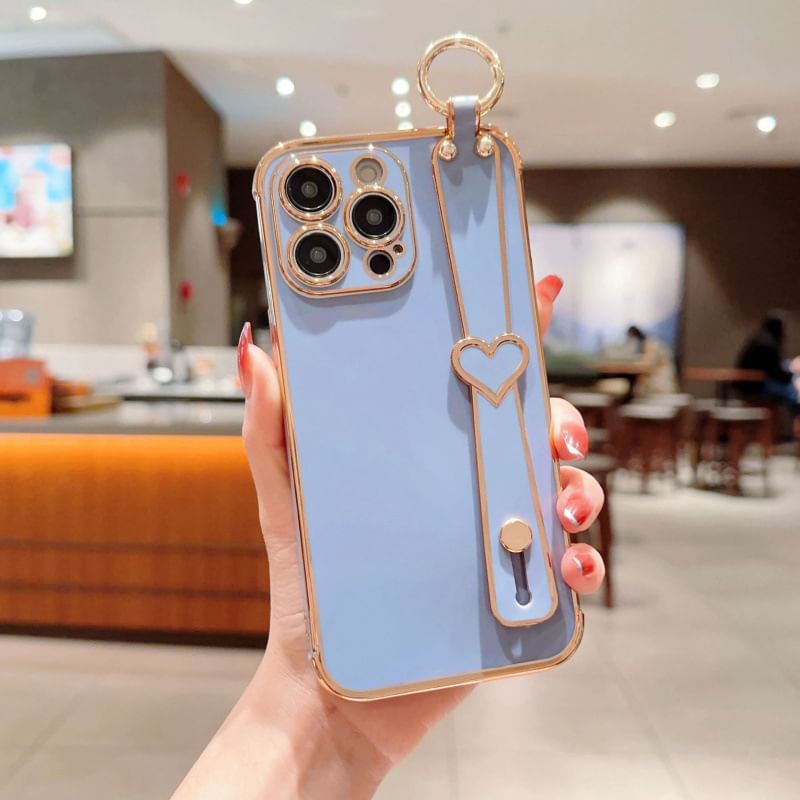 Heart Phone Case With Hand Strap For iPhone 16, 16 Plus, 16 Pro, 16 Pro Max, 15, 15 Pro, 15 Pro Max, 14, 14 Plus, 14 Pro, 14 Pro Max, 13, 13 Pro, 13 Pro Max