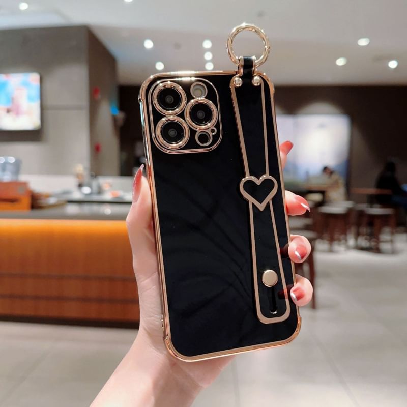 Heart Phone Case With Hand Strap For iPhone 16, 16 Plus, 16 Pro, 16 Pro Max, 15, 15 Pro, 15 Pro Max, 14, 14 Plus, 14 Pro, 14 Pro Max, 13, 13 Pro, 13 Pro Max