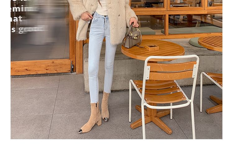 Heel Detail Boots Metal Block Short Plain