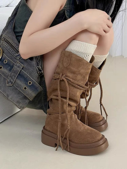 Mid Boots Calf Plain Platform