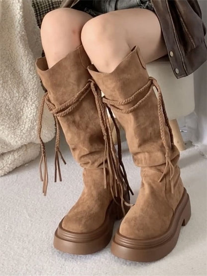 Mid Boots Calf Plain Platform