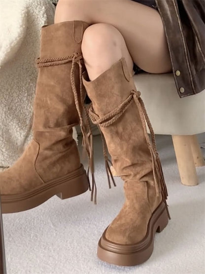 Mid Boots Calf Plain Platform