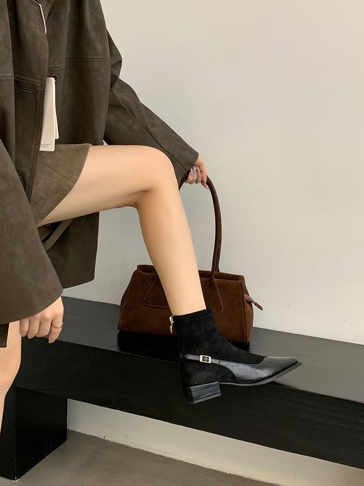 Boots Short Low Pointed Toe Heel