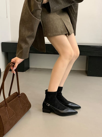 Boots Short Low Pointed Toe Heel